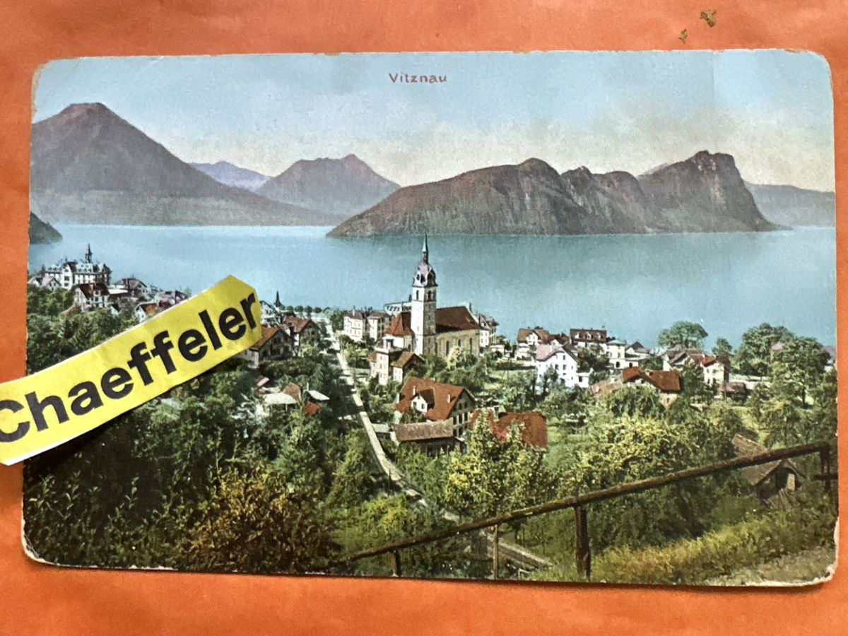Cartoline postali: Alte Ansichtskarte Vitznau mit Kirche & See – Usato da Zürich venduto da Chaeffeler