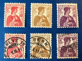 1909 Helvétie buste II ** (Einwandfrei) + O - Zu 120-122