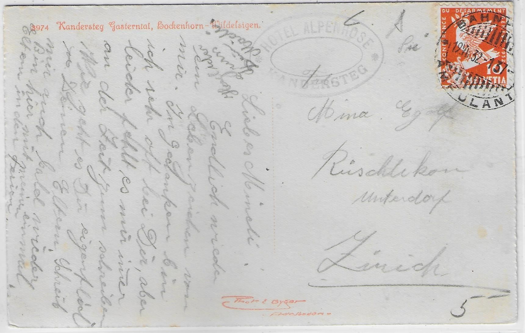 Cartoline postali: Kandersteg - Gasterntal , Bockenhorn – Usato da Ettingen venduto da Kartenplanet 1