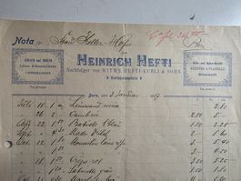 antike Rechnung Heinrich Hefti Kornhausplatz Bern 1917