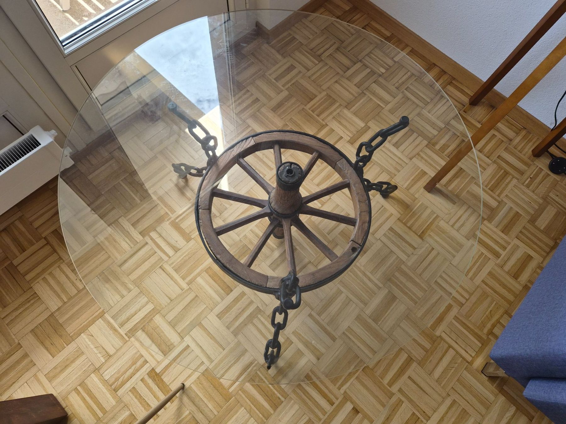 Tavoli: Magnifique table en bois, fer forgé et verre – Usato da Morges venduto da steve575m01 1