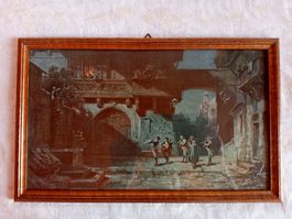 Alter Druck mit Holz-Gold-Rahmen 1924 Antikes Wandbild