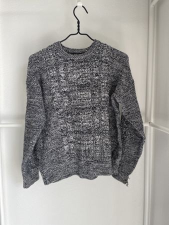 Herbstlicher Strickpullover Gr. M schwarz weiss melier