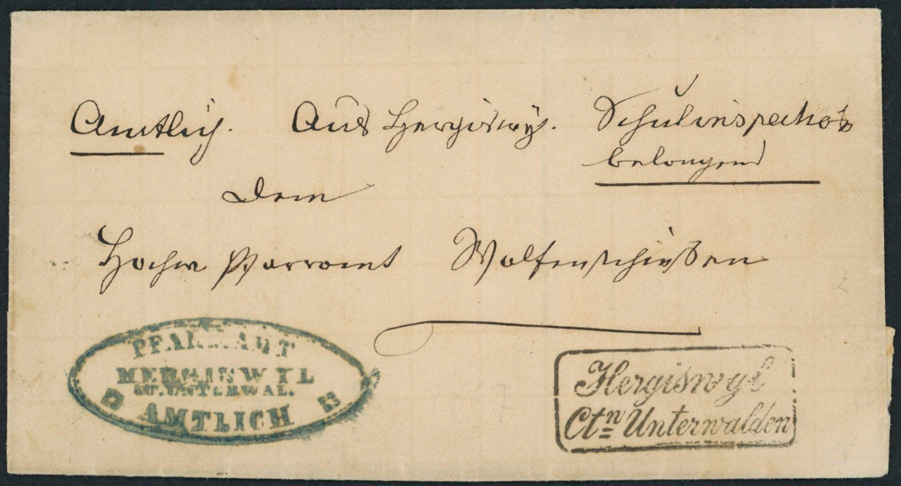 Alle Briefmarken: NW Hergiswil - Stabstempel - Brief – Gebraucht aus Schindellegi von leecollect