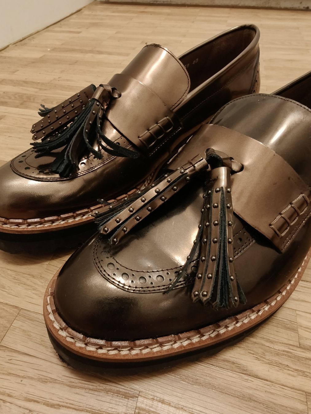 Damenschuhe: Damen-Loafers Pertini Leder bronzefarben – Gebraucht aus Zürich von Niko80046 4