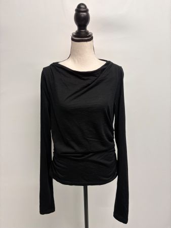 &other stories Schwarzes Langarmshirt mit Raffung L leicht