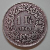 039 CH, 1 FRANKEN 1944 B, ABART, SILBER, ss