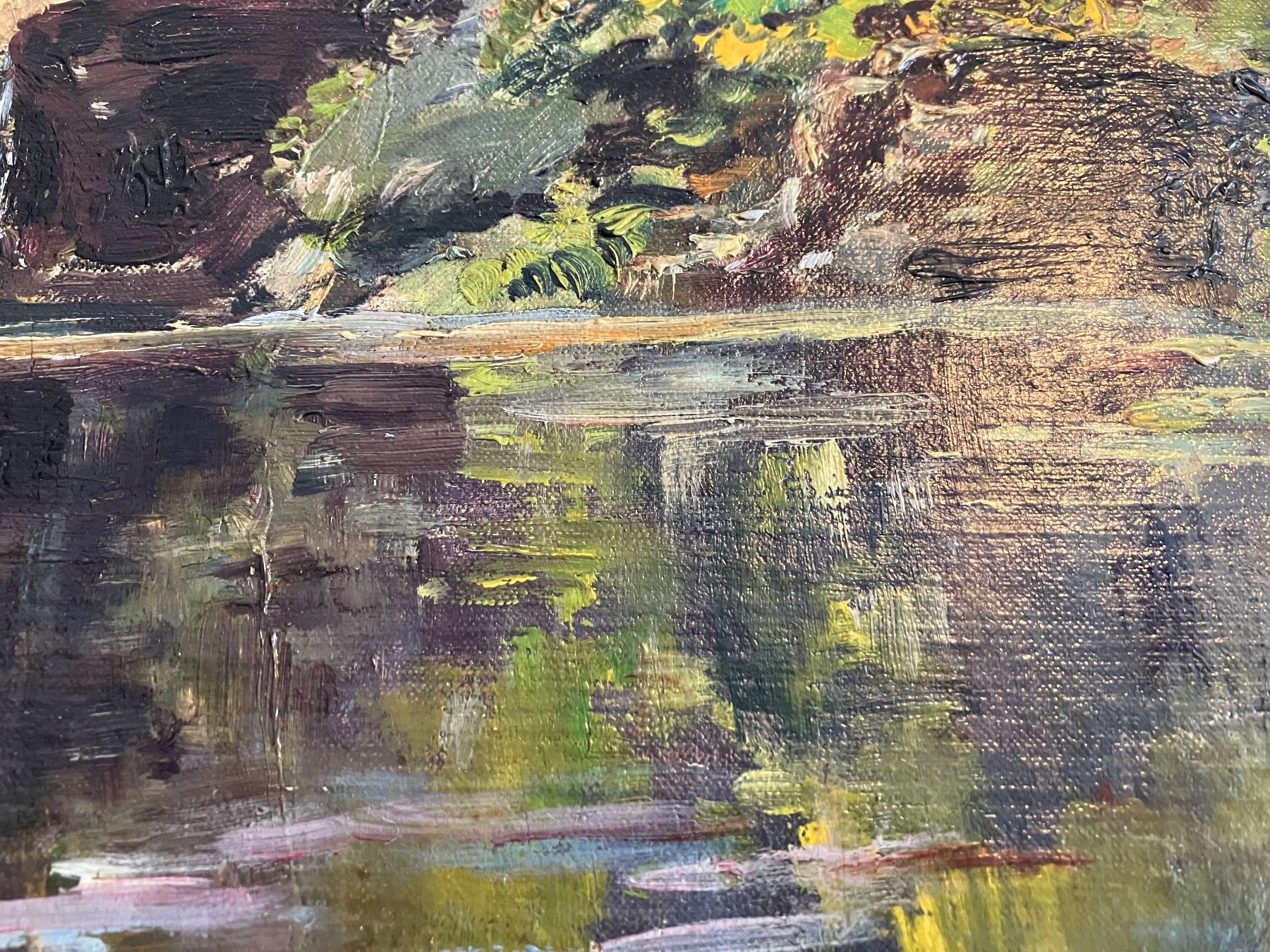 Dipinti: Bild, Gemälde, Fluss, Teich, Gemälde, Natur – Usato da Zürich venduto da Idbiw 4