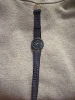 Montre femme quartz cadran bleu bracelet cuir 