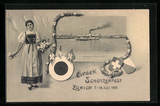 Ansichtskarten: Zürich, Eidg. Schützenfest 7.-18.7.190 – Gebraucht aus Berlin von bartko-reher