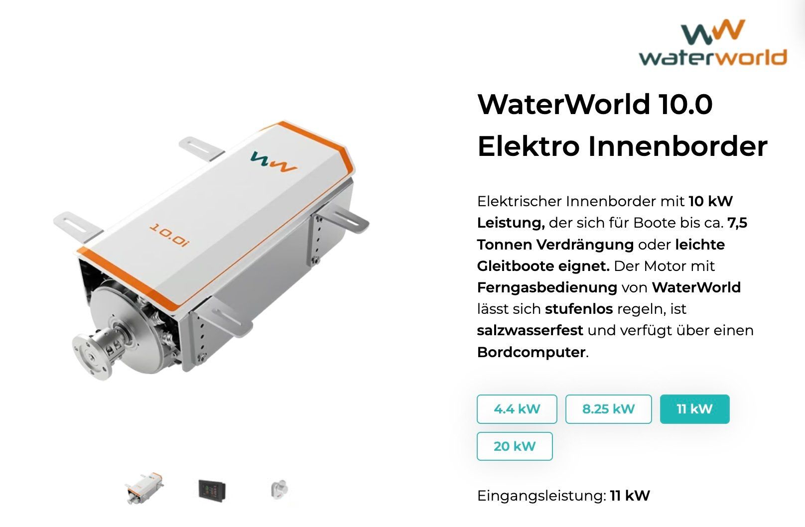 Motoren: WaterWorld 10.0 Elektro Innenborder – Neu und originalverpackt aus Brissago von Minuach