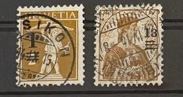 Aufbrauchausgaben Tellknabe und Helvetia mit Vollstempel