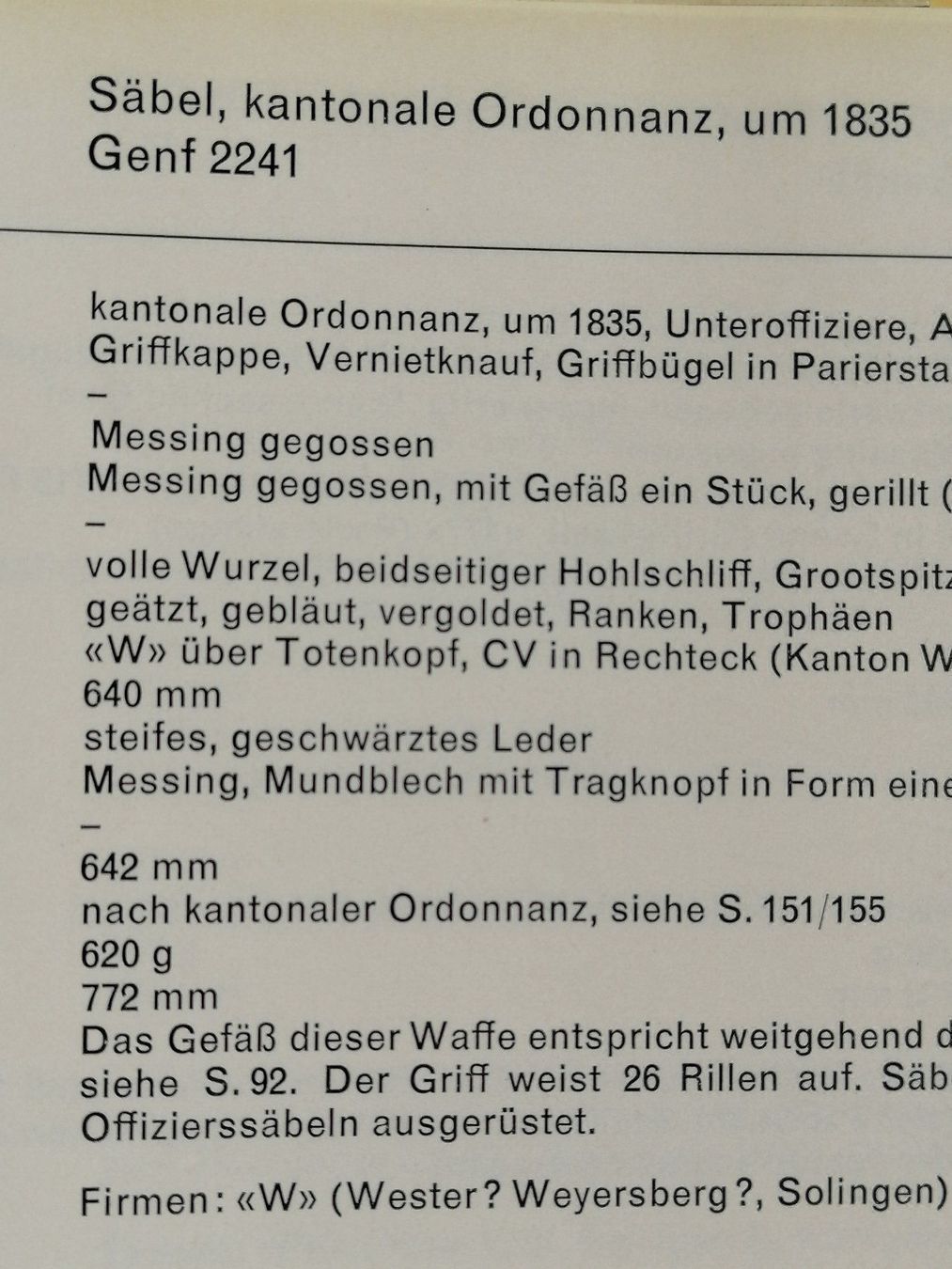 Stichwaffen: WAADTLÄNDER BRIQUETT SÄBEL – Gebraucht aus Maschwanden von OliverM05 7
