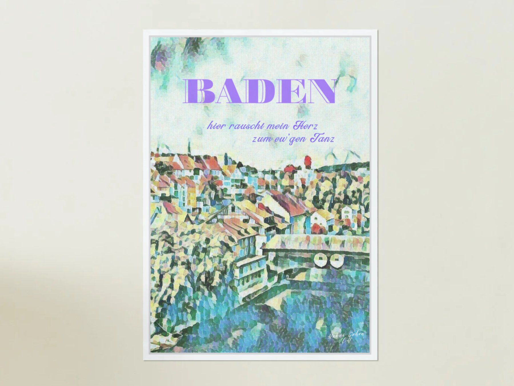 Foto & Immagini: Poster: Stadt Baden. Alles Liebe, Schweiz – Nuovo e nell'imballaggio originale da Zürich venduto da Posterrama 4