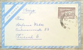 TR69 Enveloppe + Timbre Argentine 1957