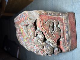 Indisches Podest Konsole Wandrelief antik Holz geschnitzt