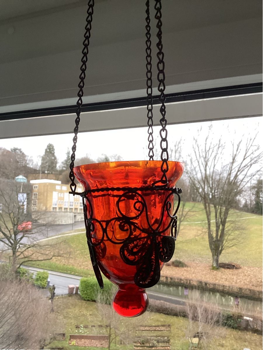 Tutte le decorazioni: Rote Glasampel in Metallkorb – Nuovo (secondo la descrizione) da Lausanne venduto da Ulpet 1