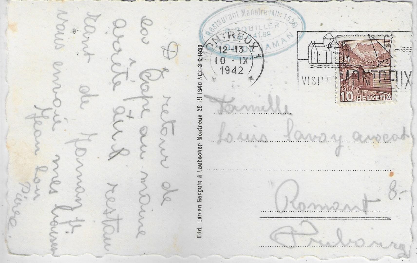 Cartoline postali: Restaurant Manoire - Col de Jaman – Usato da Ettingen venduto da Kartenplanet 1