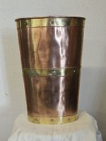 Ancien porte-parapluie en cuivre et laiton – fabrication art
