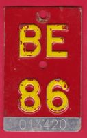 VELONUMMER / FAHRRADSCHILD, BE 86