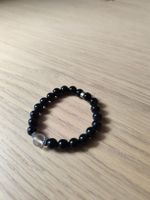 Modeschmuck Perlenarmband schwarz mit Kristall, guter Zustan