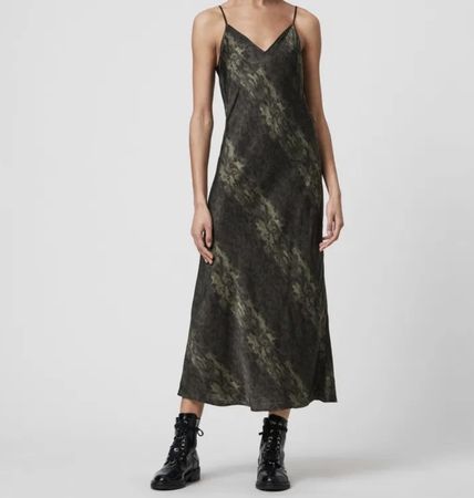 AllSaints Dress, XS, Black/Forest Green