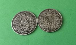 50 Rappen Silber 1920 + 1929