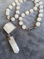 Vintage facettierte Rosenquarz/Quarz Silber Choker, Kette