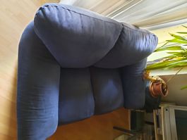Sofa 2-Sitzer dunkelblau Alcantara mit Gebrauchsspuren