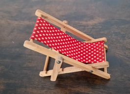 Liegestuhl Puppenstube Holz 80er Jahre vintage Puppenhaus