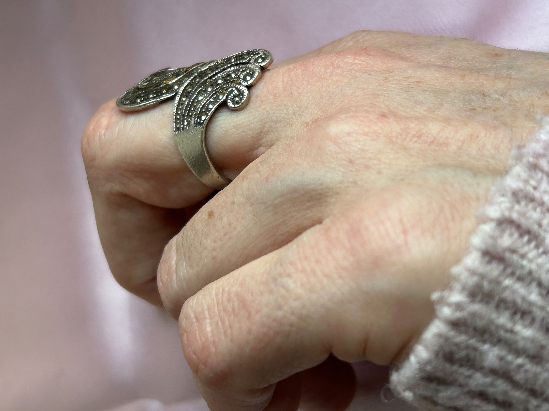 Anelli: Silberring 925 Markasit Gr. 54 Jugendstil Art Deco – Usato da Laufen venduto da belleskulptur 8