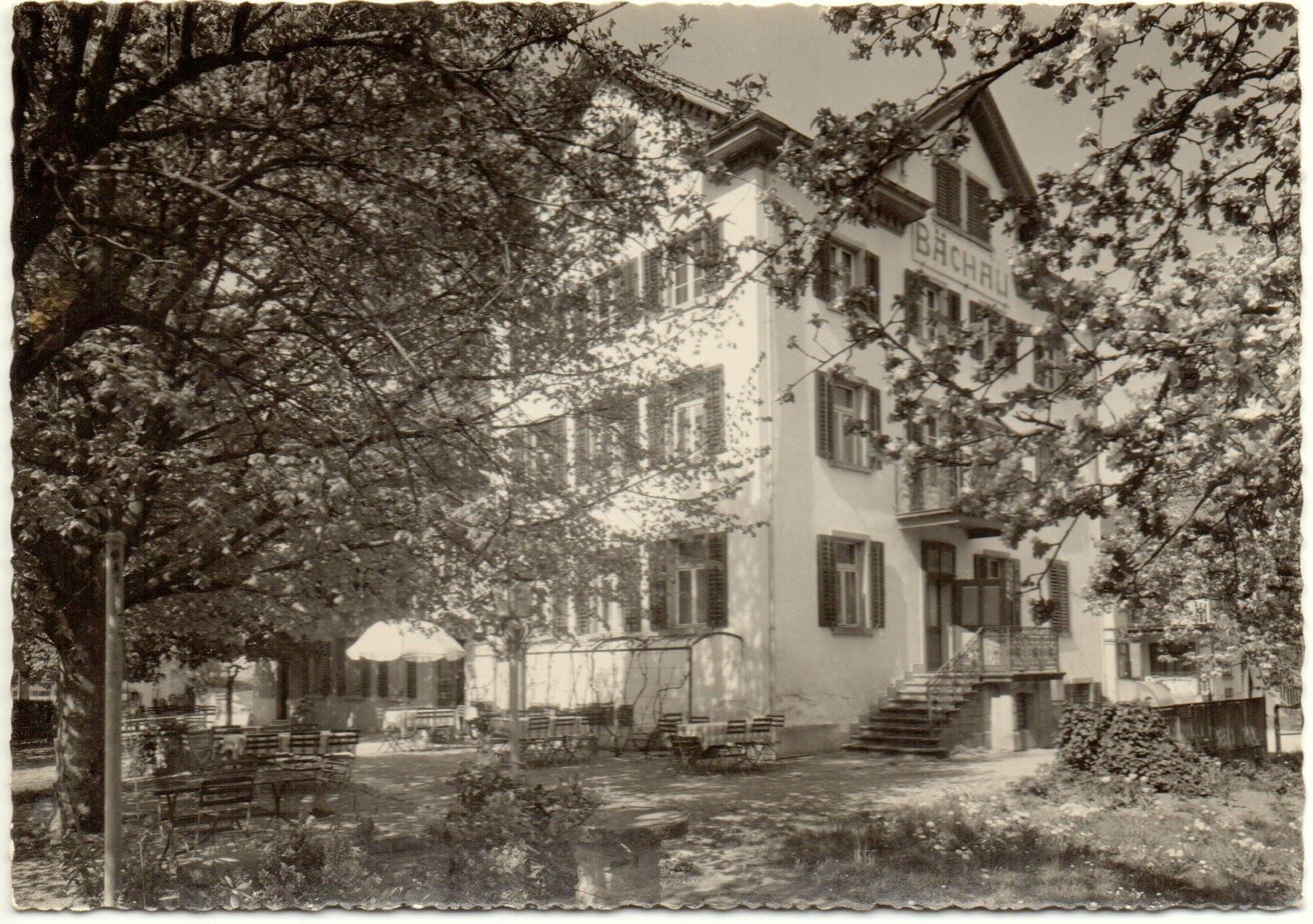 Ansichtskarten: BÄCH SZ Gasthaus Bächau - O. Gassmann-Müller – Neu (gemäss Beschreibung) aus Jona von philajona