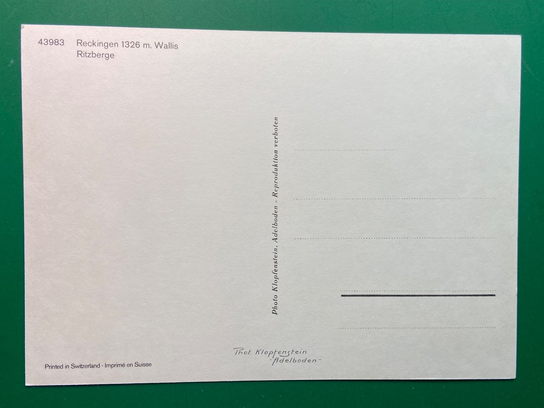 Cartes postales: Reckingen, Wallis - Ritzberge – D'occasion à Steg VS par _vinci_ 1