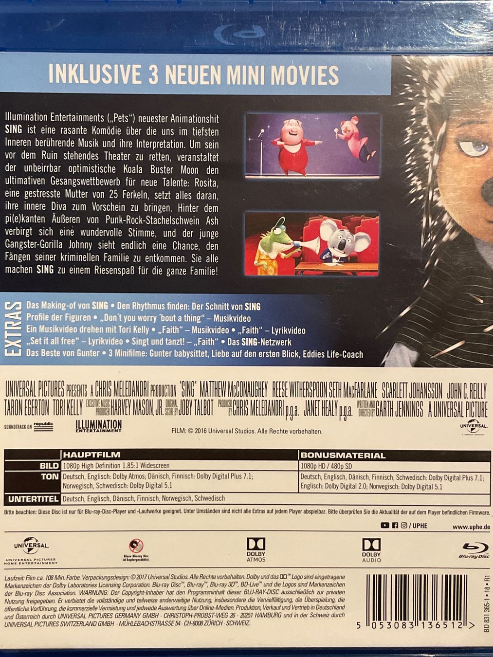 Alle DVDs: Sing   (2016) – Neu (gemäss Beschreibung) aus Waldenburg von Gonzo8 1