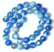 1 Strang echte natürliche blau weisse Achat Perlen 10 mm