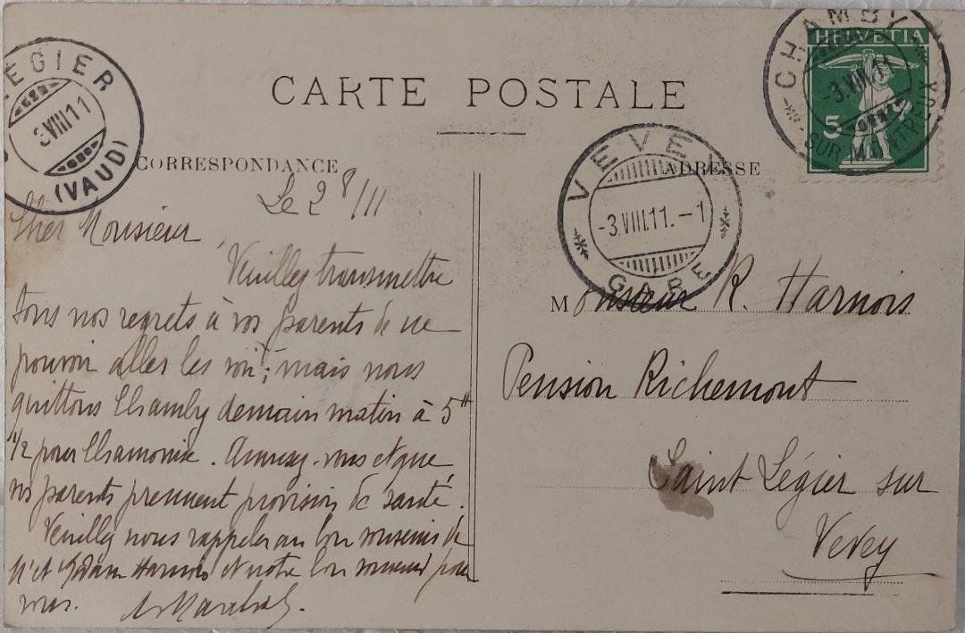 Ansichtskarten: MONT CUBLY - Chalet Rambert - 1911 – Gebraucht aus Delémont von Domdom1 1