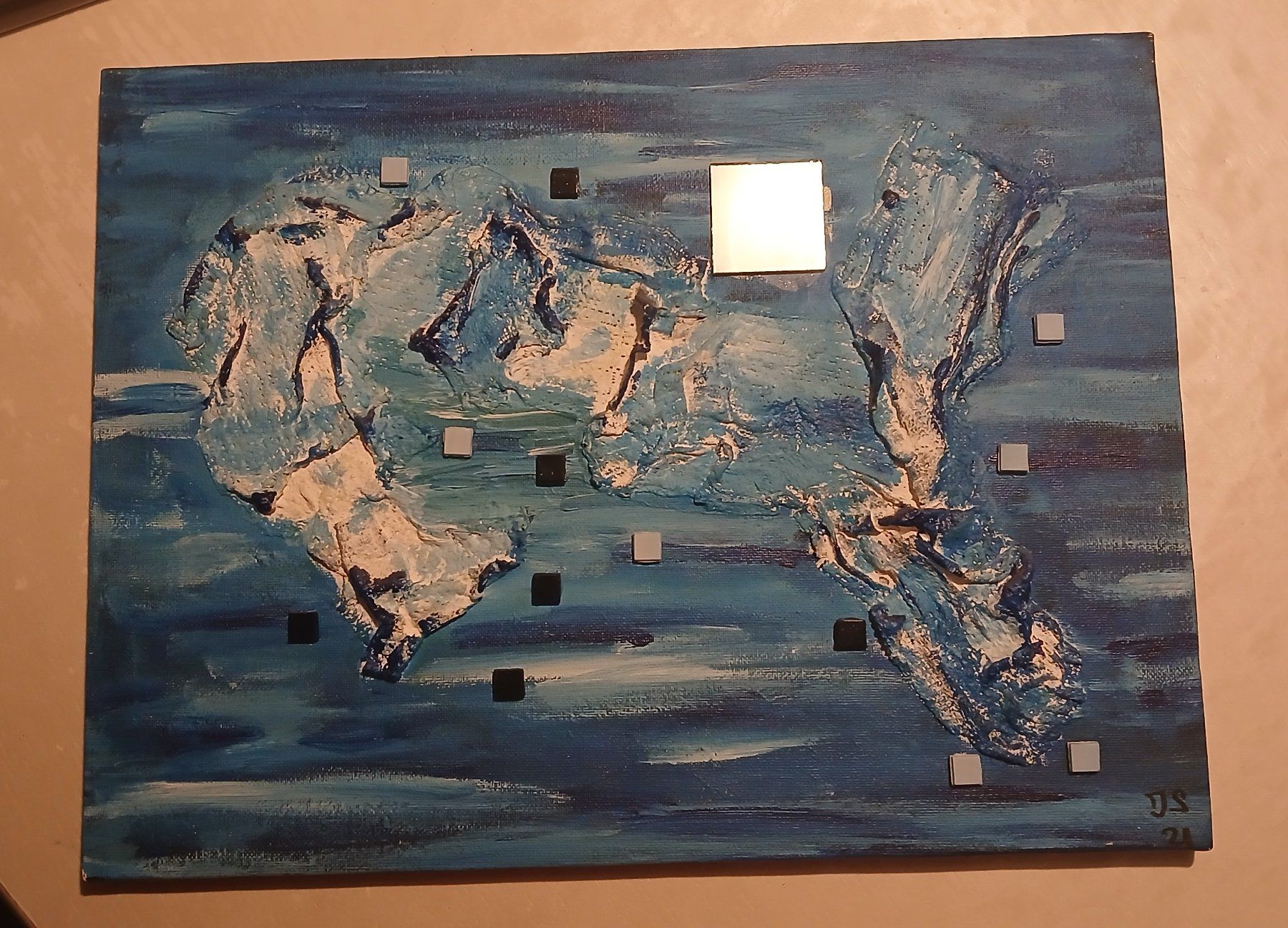 Foto & Immagini: Acrylbild, Handgemalt "Blaue Wellen" – Nuovo (secondo la descrizione) da Udligenswil venduto da Quarz2002
