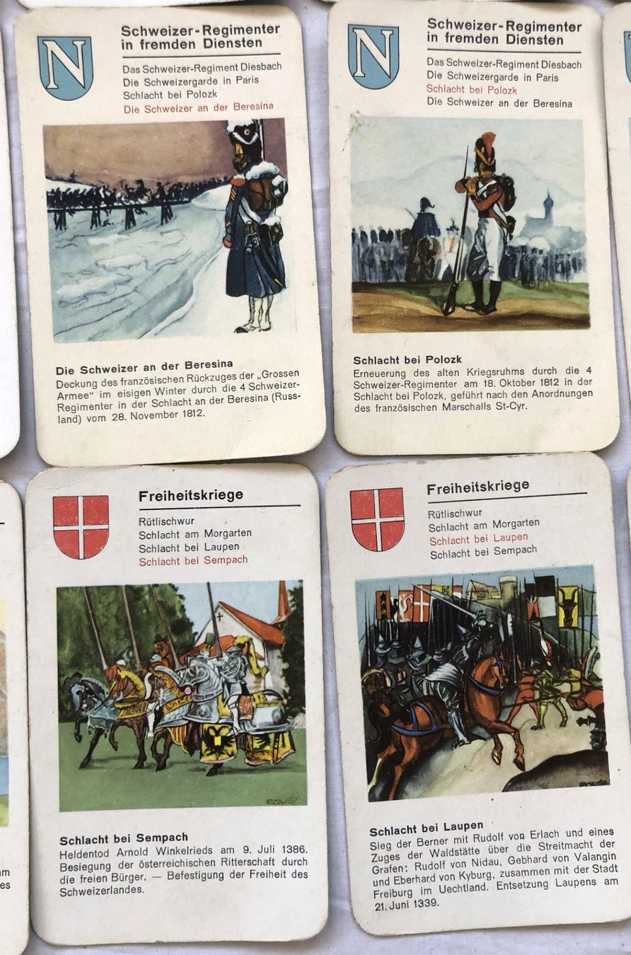 Spiele: Altes Quartett-Spiel der Schweizer Geschichte - um 1930 – Gebraucht aus Schaffhausen von durruti 5