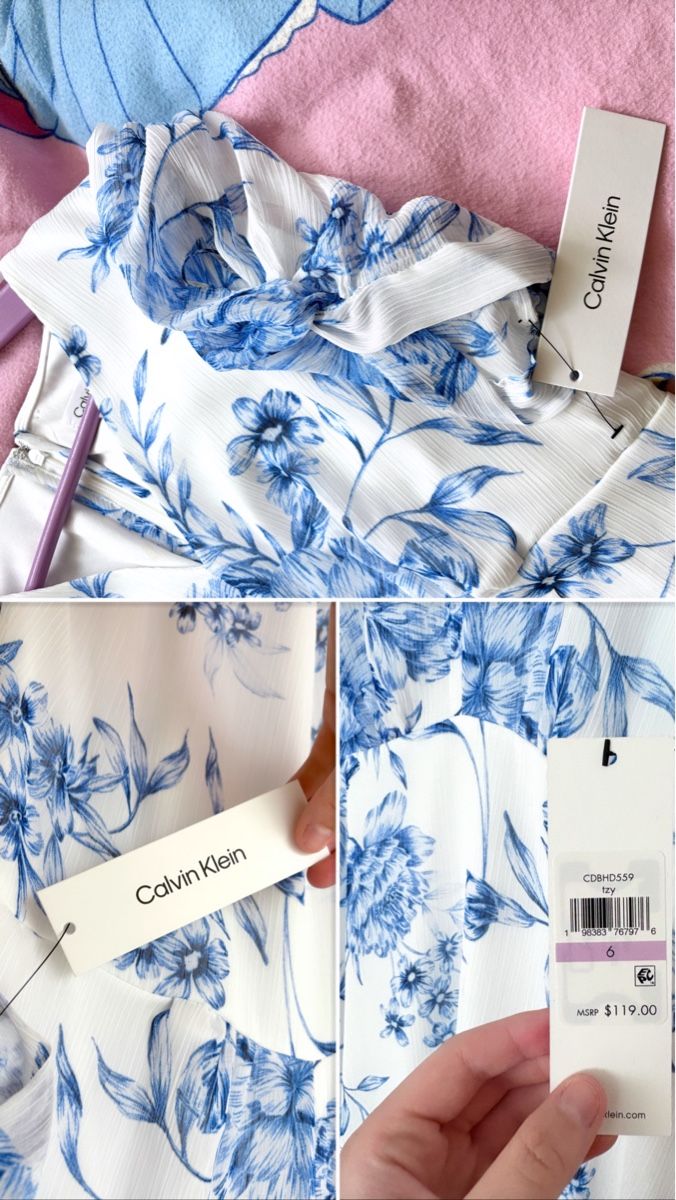 Calvin Klein Vestiti: Calvin Klein - White and blue dress – Nuovo e nell'imballaggio originale da Tagelswangen venduto da fireiceprincess 4