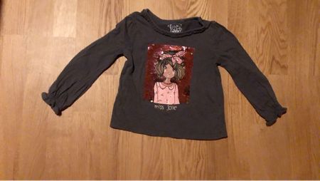 Mädchen Shirt Langarm Grau Glitzer Miss Jolie Grösse 104