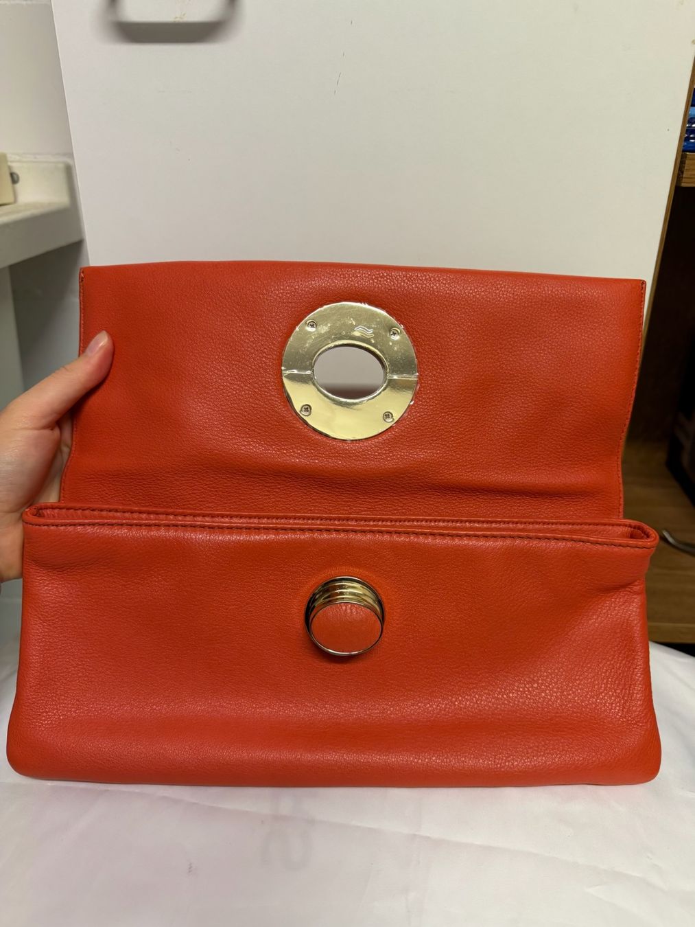 Taschen für Damen: Clutch Tasche Leder Orange Oroton – Gebraucht aus Herrliberg von jun_rl8h 3