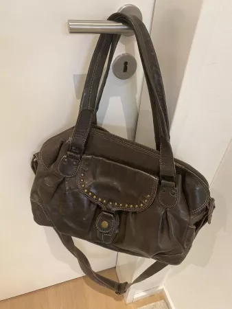 Damen Handtasche Leder dunkelbraun gebrauchter Zustand