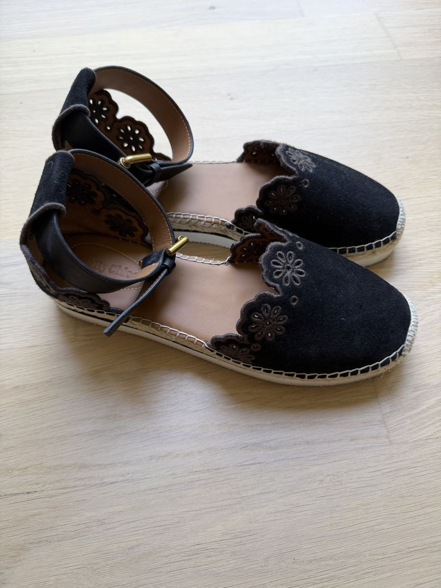 Scarpe da donna: See By Chloé espadrilles black leather ankle strap size 38 – Nuovo (secondo la descrizione) da Zürich venduto da car_pth8 1