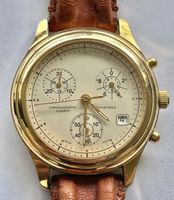 Montre Chronographe Quartz Dorée Bracelet Cuir Occasion