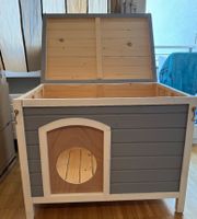 Geräumiges Holzhaus für Katzen und Hund  Grau/Weiss/Nature