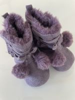 Warme Babyschuhe Gr. 17/18, Lila, mit Bommel