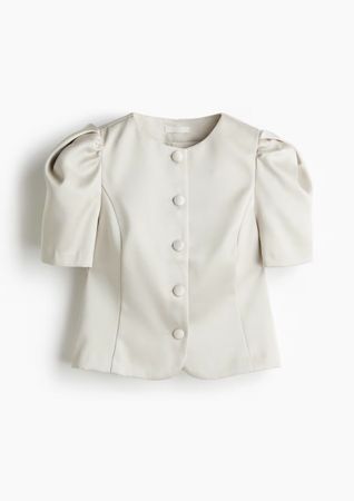 Bluse weiss kurzarm mit Puffärmel Grösse XXS neuwertig