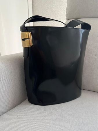 Gucci Black Patent Leather Bucket Bag