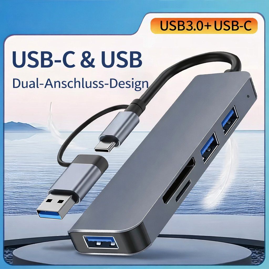 Hub & Switch: USB-C / USB-A Hub 5-in-1 | USB 3.0 | SD &microSD Kartenleser – Nuovo e nell'imballaggio originale da Winterthur venduto da SwissTechStore