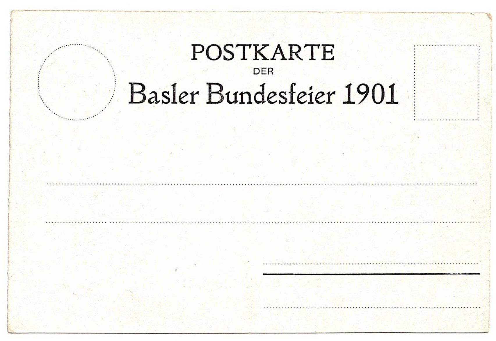 Cartoline postali: Ansichtskarte Basler Bundesfeier 1901 - unbeschrieben – Usato da Gossau ZH venduto da granby 1
